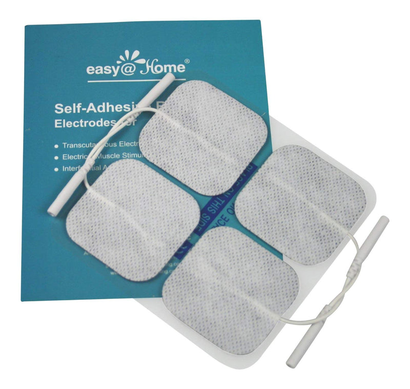 16 Pads of Easy@home 2"x 2" TENS Unit Reuseable Self Stick Carbon Electrode Pad - Non Irritating Design 2x2 Inch (Pack of 16)