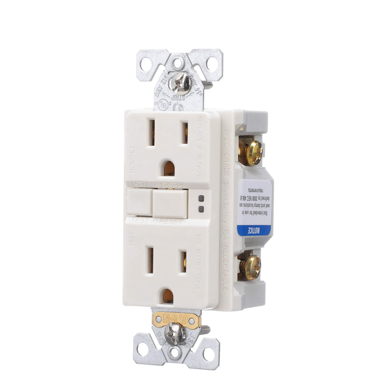 EATON SGF15LA Wiring Duplex Self-Test Gfci Receptacle, 4.2 In L X 1.68 In W X 1.27 In D, Automatic, Light Almond