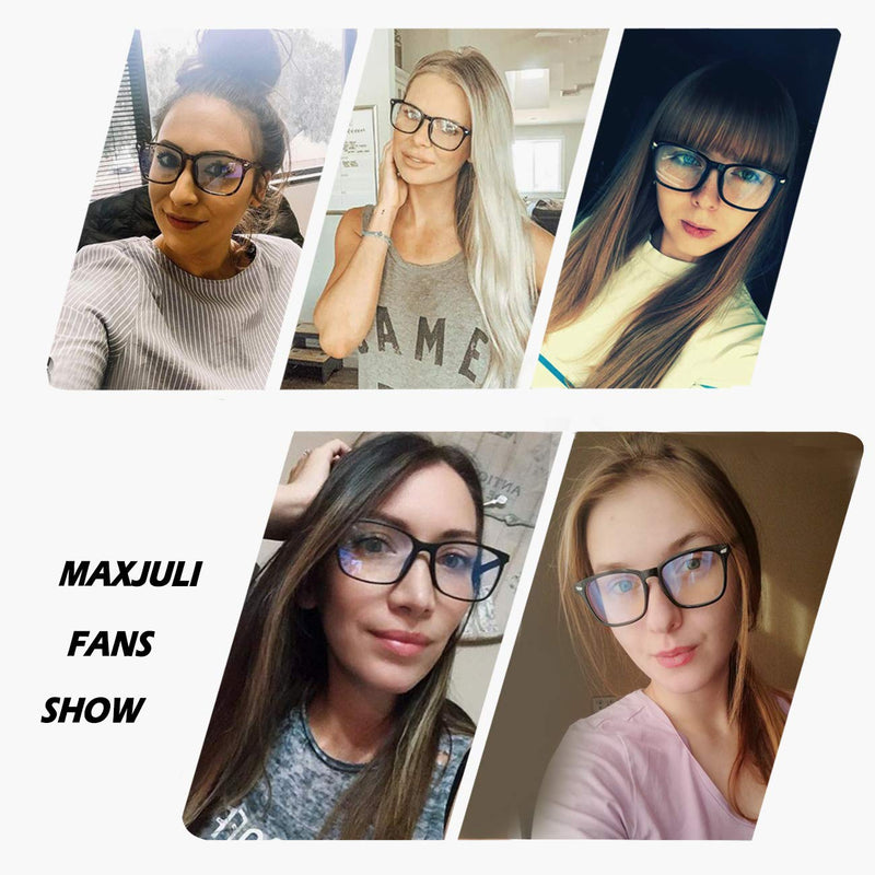 Maxjuli Blue Light Blocking Glasses,Computer Reading/Gaming/TV/Phones Glasses for Women Men( Matt Black )