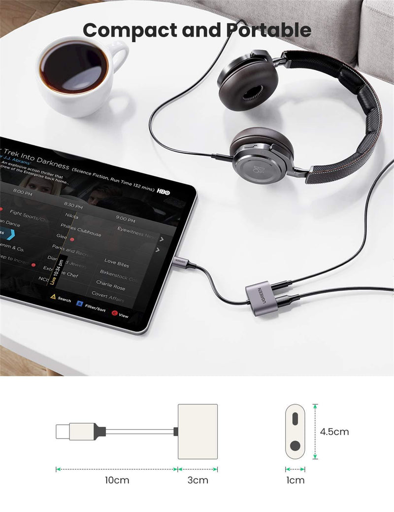 UGREEN USB C to 3.5mm Headphone Adapter and Charger Adapter 2 in 1 Type C to Aux Jack with PD 30W Charging Port Compatible with Samsung S21 S20 Ultra Note10 Plus Pixel 5 4 3 2 XL iPad Pro 2021 2020