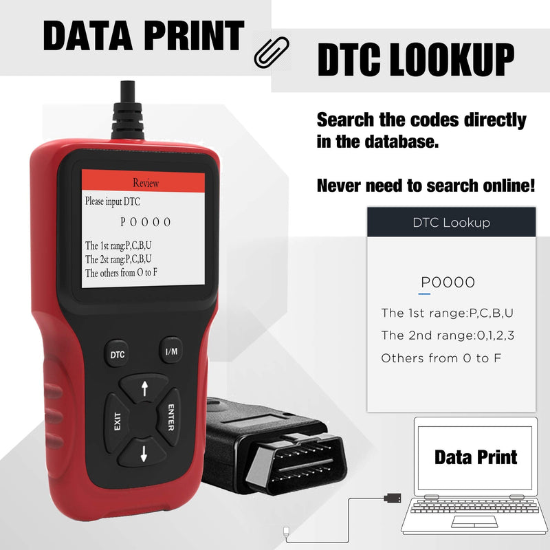 MOTOPOWER MP69035 OBD2 Scanner Universal Car Engine Fault Code Reader, CAN Diagnostic Scan Tool for All OBD II Protocol Cars Since 1996 Red