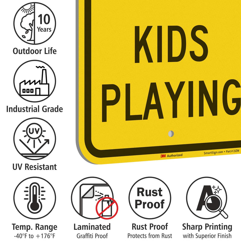 SmartSign "Slow Down - Kids Playing" Sign | 12" x 18" 3M Engineer Grade Reflective Aluminum