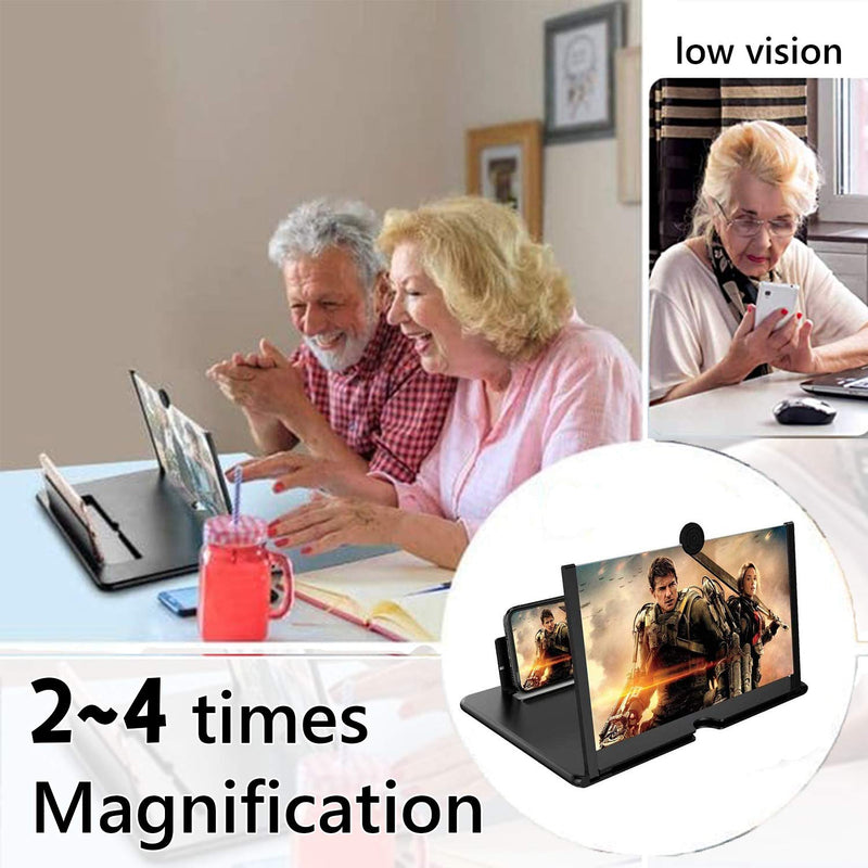 Smartphone Screen Magnifier Stand 14 Inch 3D Foldable Amplifier for Cell Phone with Adjustable Angle A Black-14inch