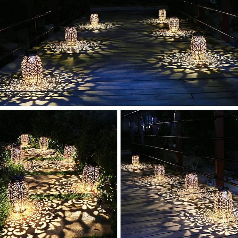 Kaixoxin Solar Lantern Lights for Hanging or Table Outdoor Solar Light for Patio Courtyard Garden (Silver-1) 1