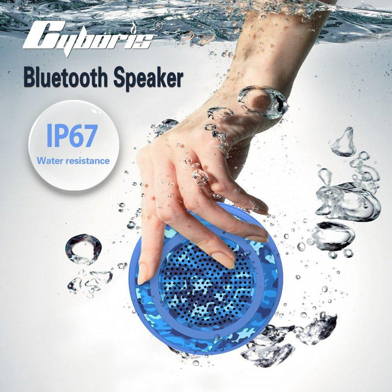 CYBORIS IPX7 Waterproof Outdoor Bluetooth Speaker Swimming Pool Floating Portable Mini Speakers Wireless 5W with Microphone & TWS for Beach, Bathroom, Home, Shower (Camouflage Blue) Camouflage Blue