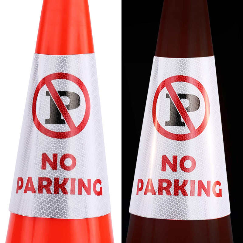 2Pack NO Parking Reflective Collars for Traffic Safety Cones, High Visible Signs for Driveway Road Outdoor Use [Cone Not Include] 2 PACK