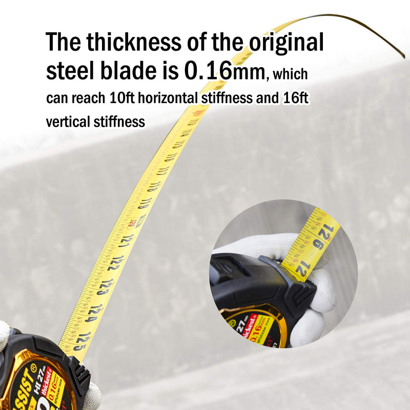 ASSIST 26FT Measuring Tape By ASSIST 3.2m Level Standout, both side printing metal blade,60% thicker blade,Heavy duty,8 times longer lifetime than normal one,Industray grade