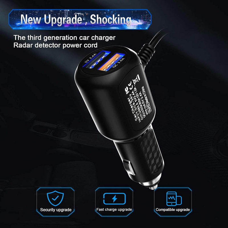 Radar Detector Power Cord,for Uniden Escort Valentine Beltronics Passport Cobra etc Radar Detector,with Dual USB QC3.0 Quick Charger(6.5ft) (RJ11QC3.0) RJ11QC3.0