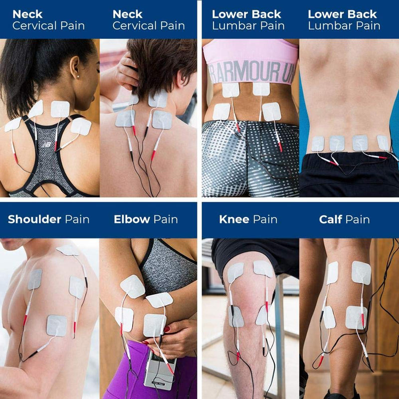 OUDYSCARE TENS Unit Electrodes Replacement Pads - 24Pcs 2"x2" Self-Adhesive Reusable Massage Electrode Patches Compatible with TENS 7000 EMS Machine for Lower Back and Pain Relief