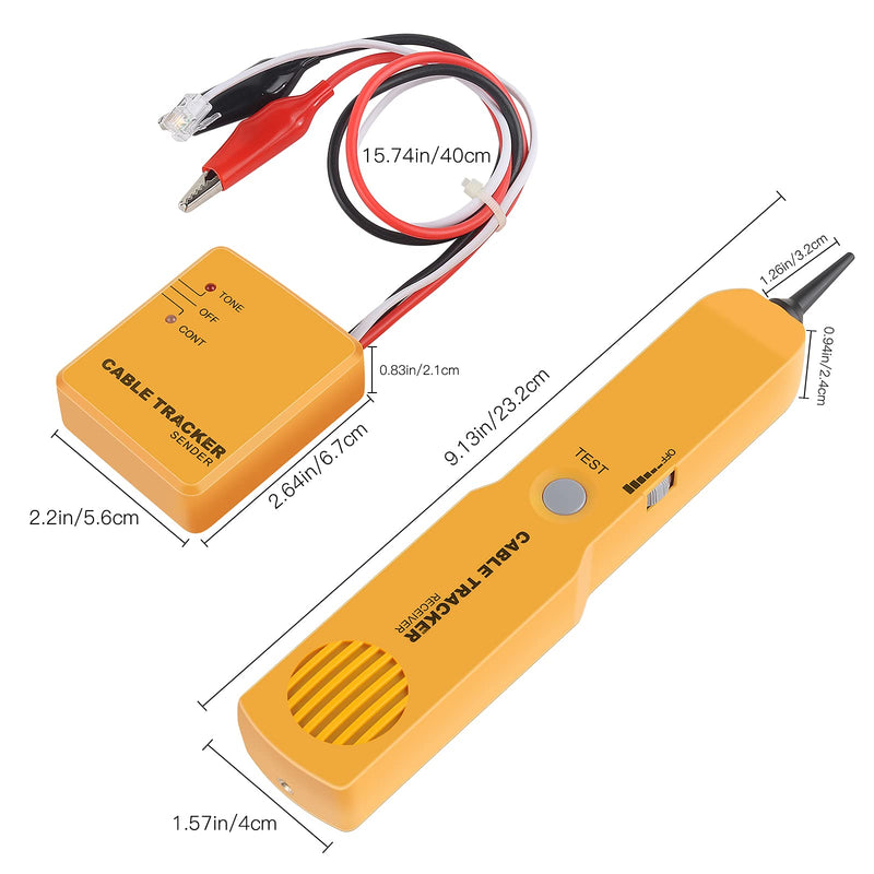 Electrical Wire Tracer Cable Finder Tone Generator Probe Circuit Tracer Tester-Circuit Breaker Finder-Tone Generator and Probe kit with RJ11 Plug, Circuit Continuity Tester, Network Telephone line 9.13inch 1