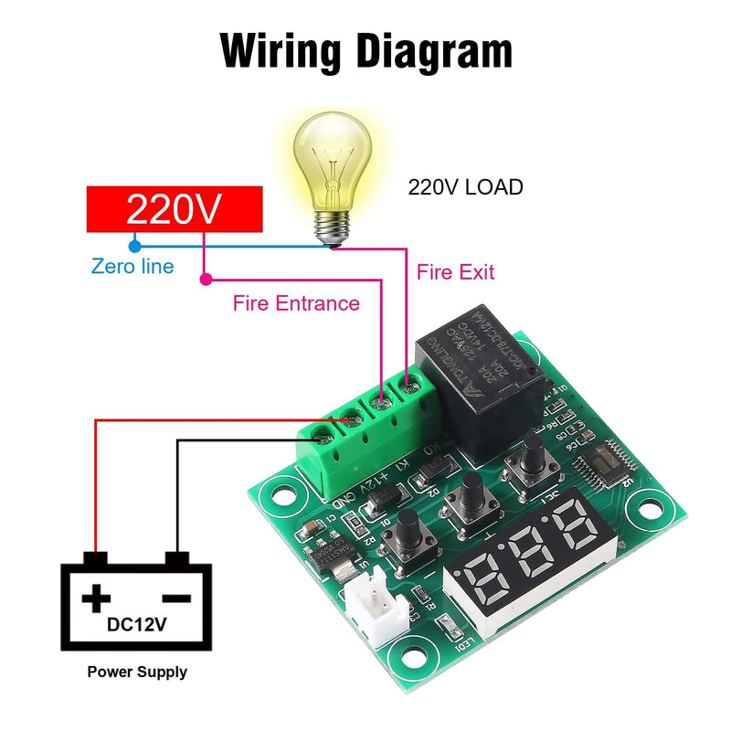 W1209 LED Digital Thermostat RUIZHI Pack of 2 W1209 Digital Temperature Controller Controller Temperature Temp Control Switch Module Board DC 12V -50~110°C with Waterproof Sensor Probe Heating/Cooling