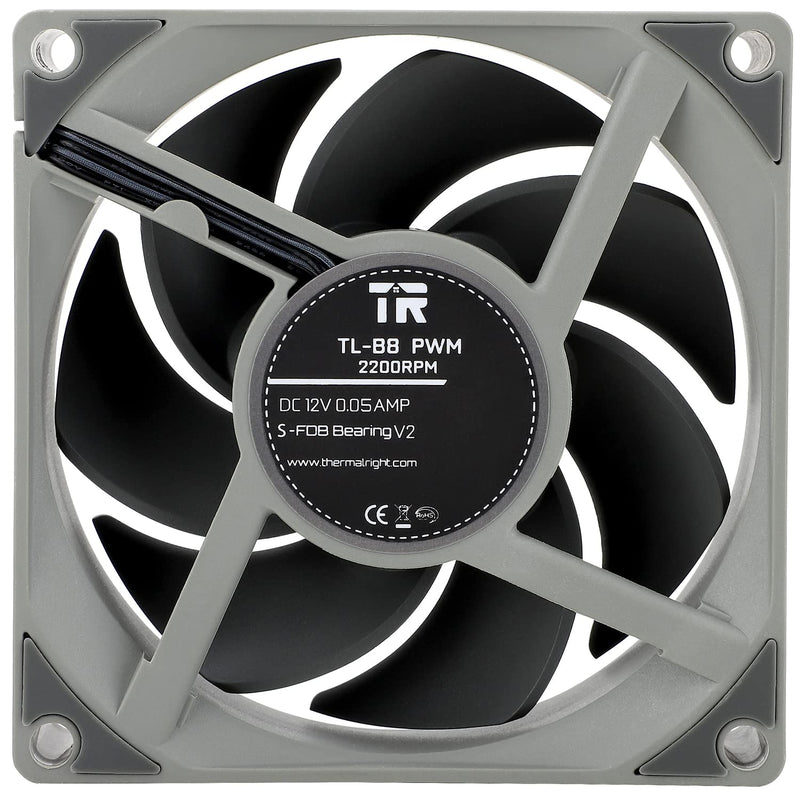 Thermalright TL-B8 CPU Fan Computer Case Fan Quiet 4pin PWM PC Fan, 80mm Silent Cooler Fan, 2200RPM Speed, CPU Cooling Fan(Gray)