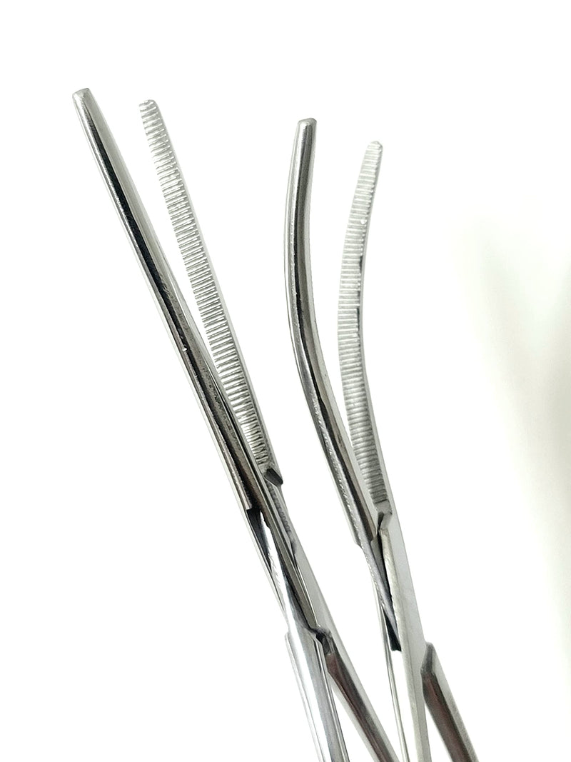 ArtLab-Quality 2 Pcs 8" Locking Straight & Curved Hemostat Set -Hemostat Forceps Set - Stainless Steel Locking Tweezer Clamps - Ideal Hemostats for Nurses, Fishing Forceps, Crafts and Hobby
