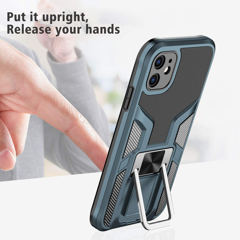 Yourong Designed for iPhone 11 Military-Grade Case with Kickstand, Shockproof Bumper Case for iPhone 11 6.1 (Cyan) Cyan