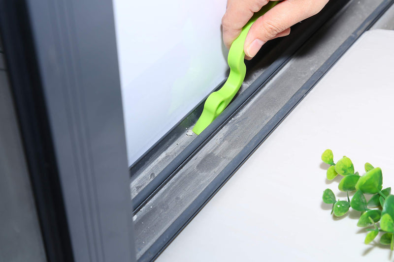 2pcs Hand-held Groove Gap Cleaning Tools Door Window Track Kitchen Cleaning Brushes(Green) Green