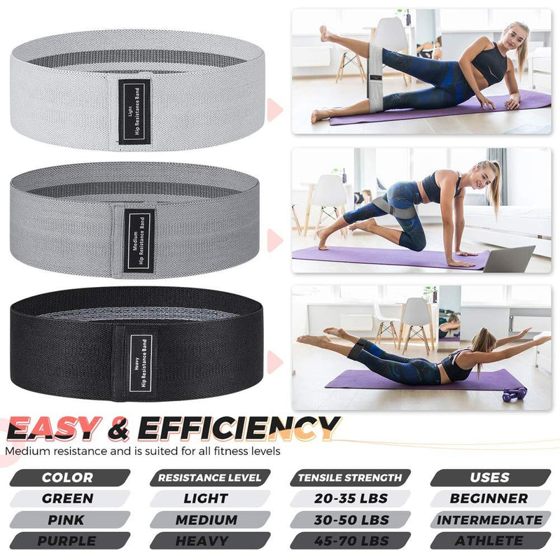 Resistance Bands Women, Exercise Bands for Workout, 3 Levels Booty Bands for Legs and Butt Grays