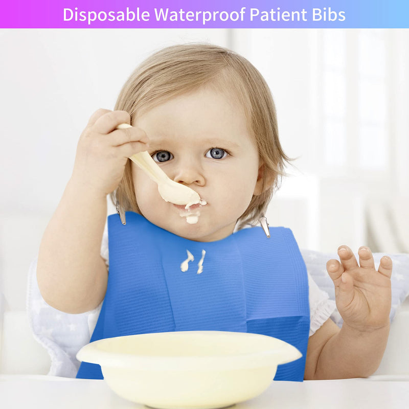 Annhua Dental Bibs Waterproof Polyback Towel Patient Bib Disposable Tattoo Tray Covers, 3 Ply Tissue Napkin Lap Cloths Embossed - 13" x 18" - Dark Blue