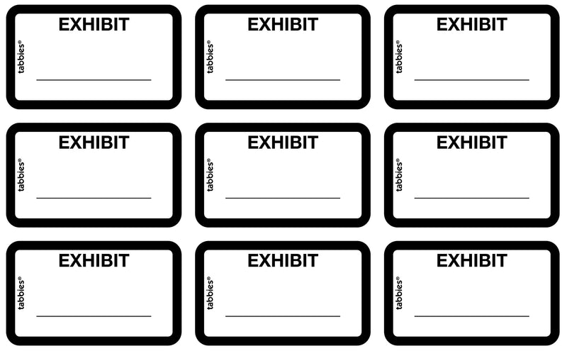 Tabbies Legal Exhibit Labels, Label: 1-5/8"W x 1"H, Sheet: 5-1/4"W x 3-1/4"H White,"Exhibit" 252 Labels/Pack (58092) Exhibit (White)