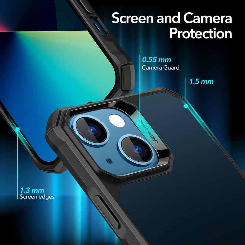 ESR Air Armor Case, Compatible with iPhone 13 Case, Military-Grade Drop Protection, Shock-Absorbing Corners, Yellowing-Resistant Hard Back, Scratch Resistant, Frosted Black