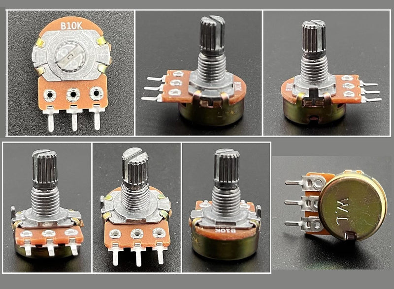 JZK 10pcs B10K Potentiometer Knob with 6mm Shaft, Rotary Volume with Linear Taper B 10k Potentiometer Knob, B10K Ohm Rotary Potentiometer with 3 Terminals with Cap, Nuts and Washer