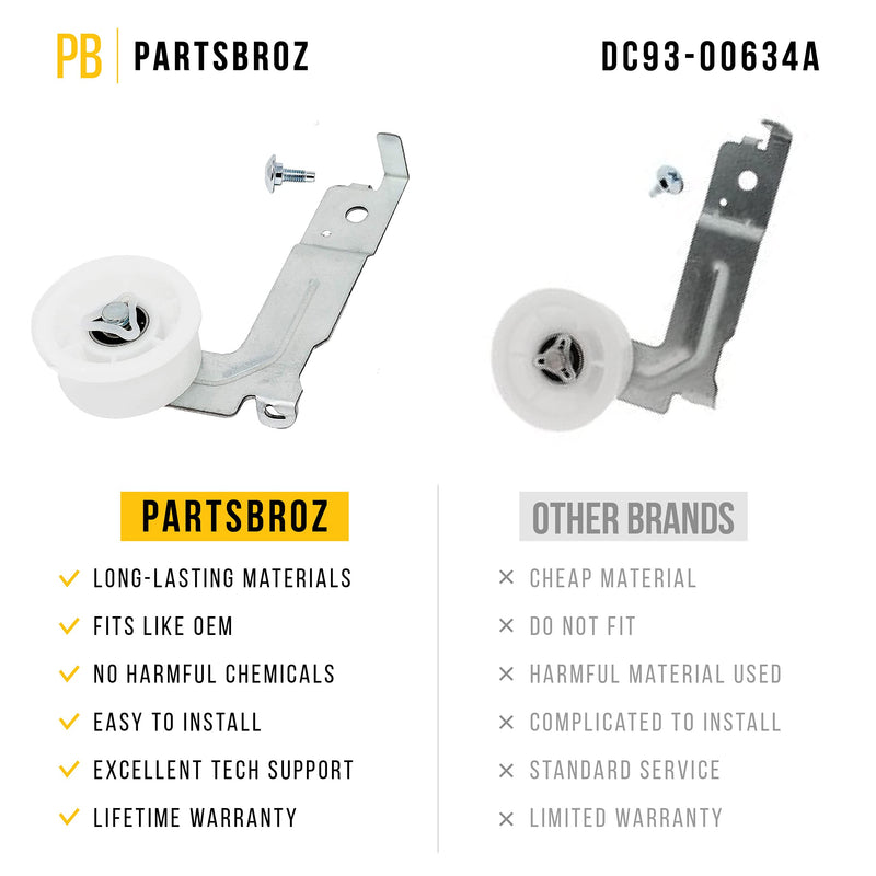 DC93-00634A Idler Pulley Assembly by PartsBroz - Compatible with Samsung Dryers - Replaces AP6038887, DC96-00882C, DC96-00882B, PS11771601 (DC93-00634A) DC93-00634A