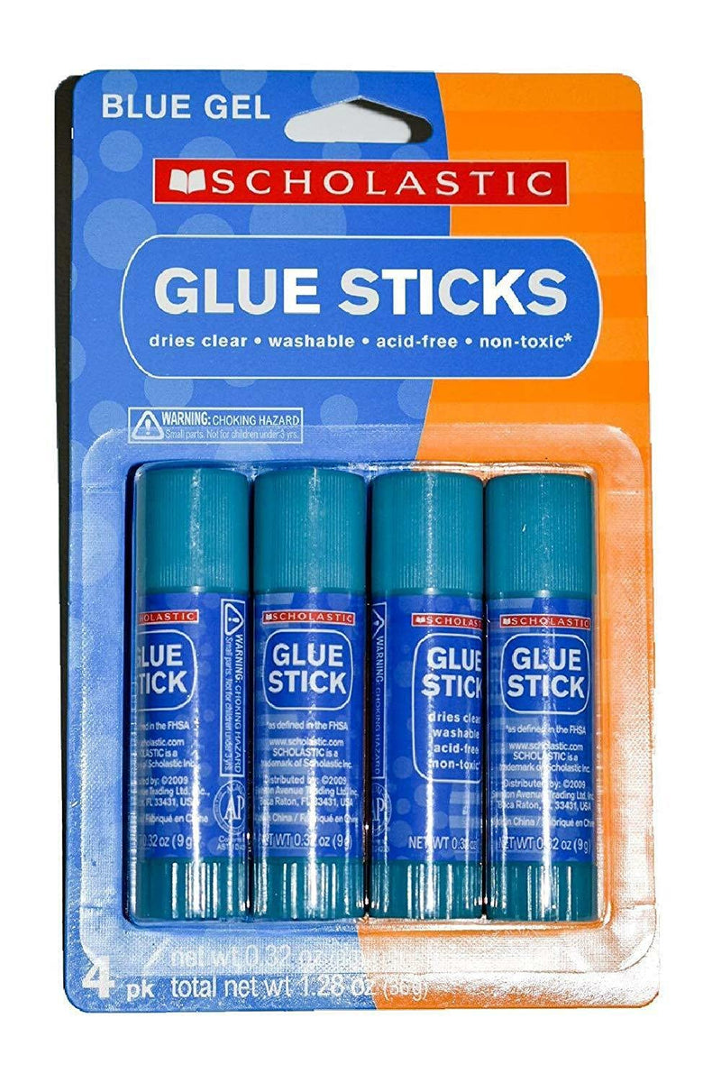 Scholastic Glue Sticks 4 Pack Blue Gel