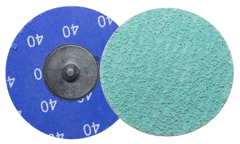 Benchmark Abrasives 3" Green Zirconia Quick Change Sanding Discs with a Male R-Type Backing Pad 36 Grit - 25 Pack