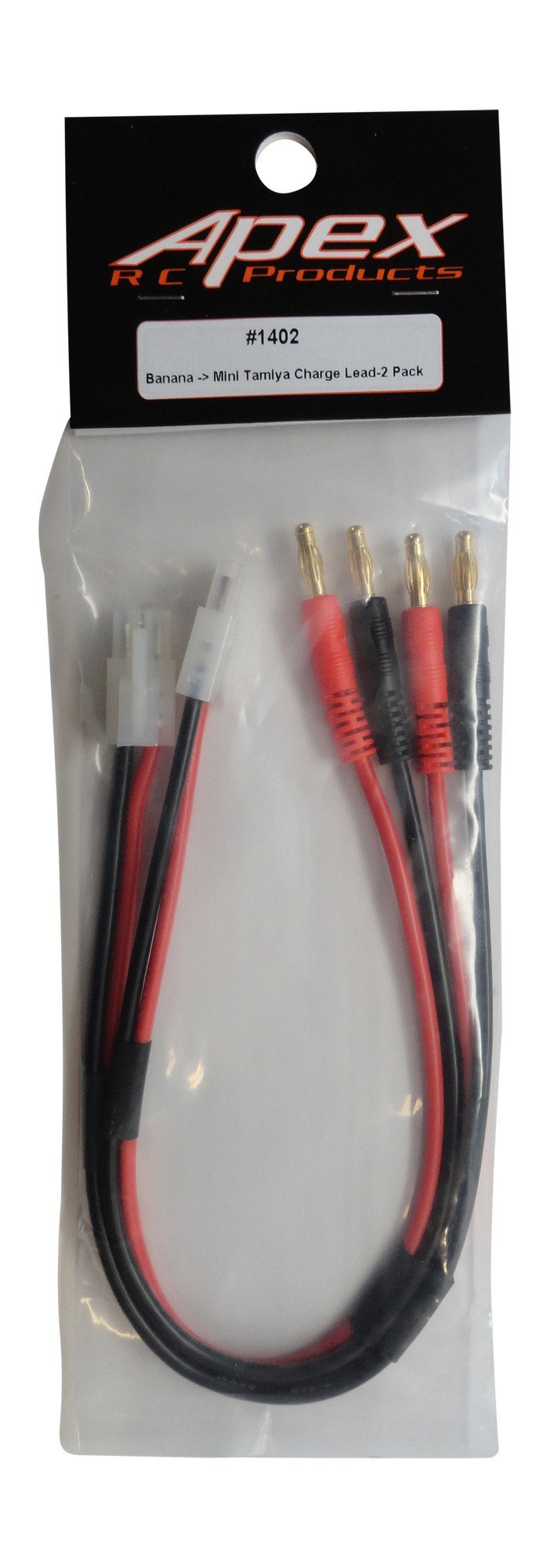 Apex RC Products Tamiya Style Connector Plug -> 4mm Banana Plugs Battery Charge Lead Adapter Cable - 2 Pack 1402