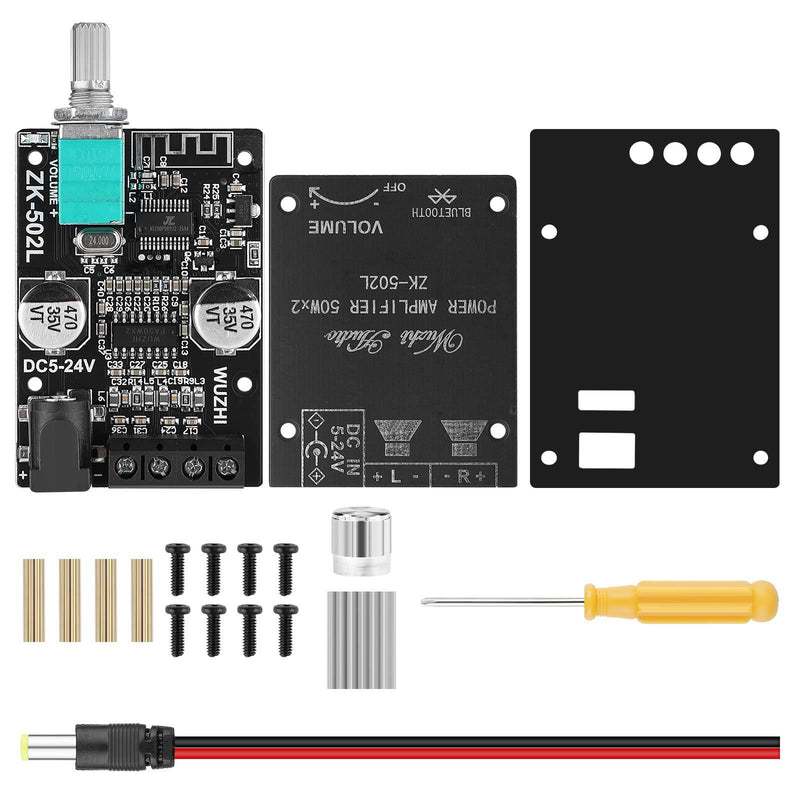 MakerHawk Mini Amplifier Board Bluetooth Amplifier 2.0 2X50W 5V-24V Audio Power Amplifier Module for Store Home Theater Speakers Black 4