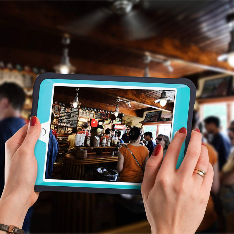 ULAK iPad Mini Case, iPad Mini 2 Case, iPad Mini 3 Case, iPad mini Retina Case, Three Layer Heavy Duty Shockproof Protective Case for iPad Mini,iPad Mini 2,iPad Mini 3 with Kickstand (Aqua Blue/Black) Black/Blue