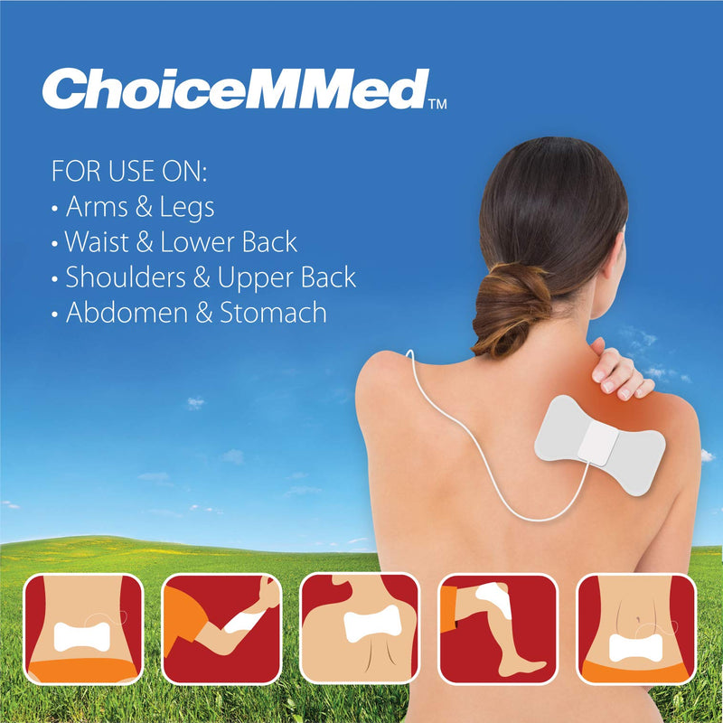 CHOICEMMED 2 Pack Universal Therma Heated TENS Unit Pads - Muscle Stimulator E-stim Electrodes - Universal Replacement Massage Pads for Electronic Pulse Stimulators - Reusable Pad for Electrotherapy