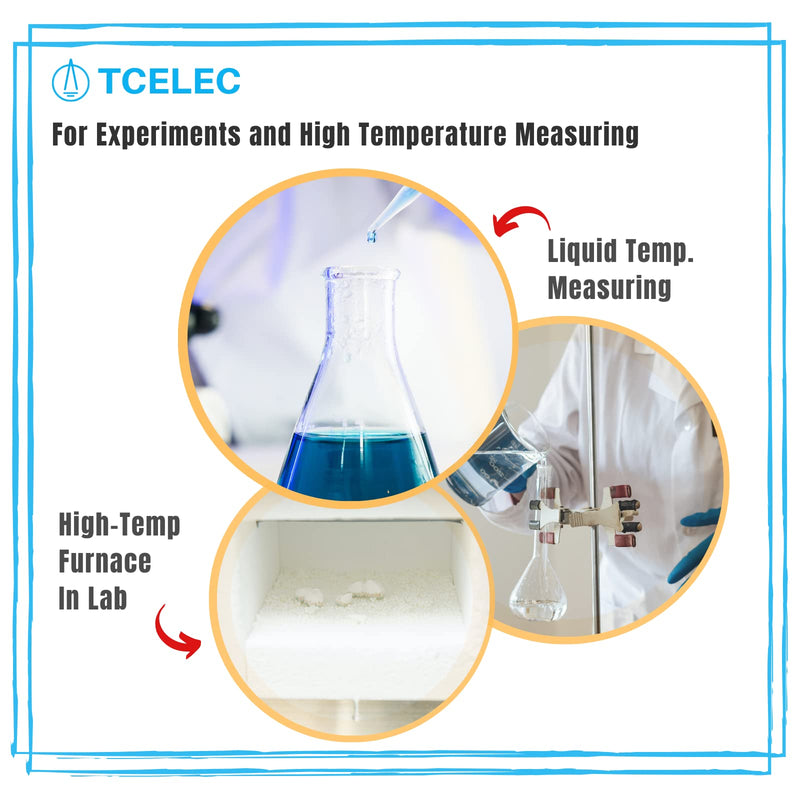 TCELEC TCE-K02H3-100 K Type Thermocouple Metal Probe for Furnace K-Type Input Instrument Thermocouple Sensor Temperature Available from 77°F to 1112°F