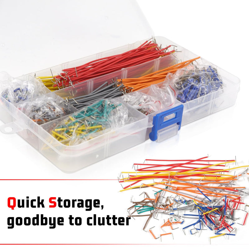 Breadboard jumper wire 840 pieces jumper cable jumper cable wire kit jumpers with 14 different lengths male to male jumper cable wires breadboard set with plastic box