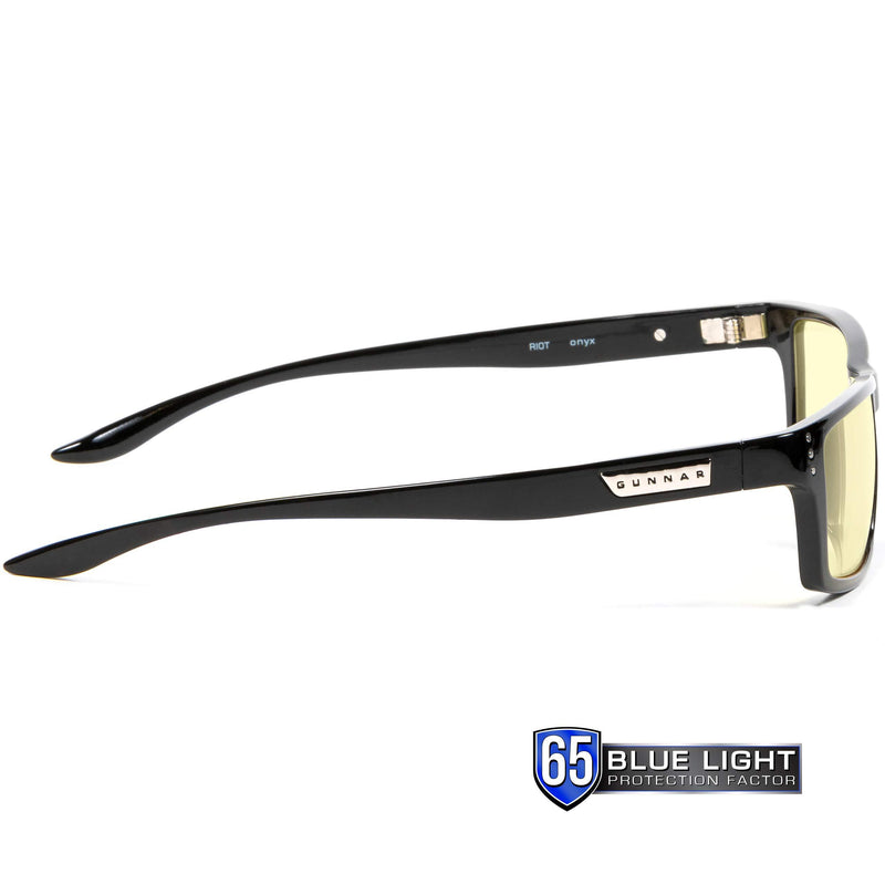 GUNNAR - Gaming and Computer Glasses - Blocks 65% Blue Light - Riot, Onyx, Amber Tint Onyx Frame/Amber Lens