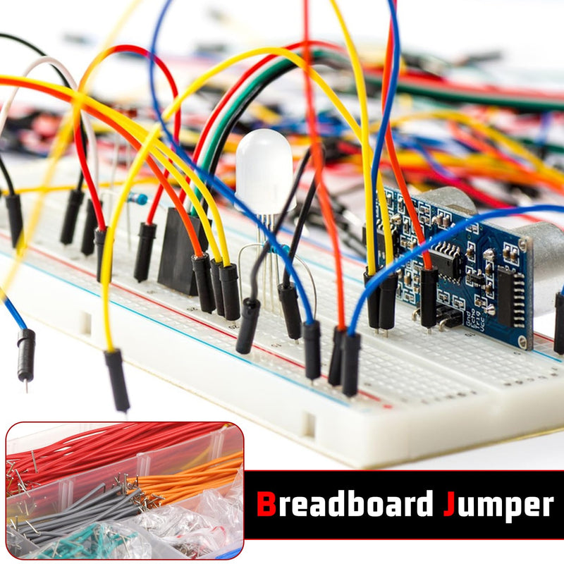 Breadboard jumper wire 840 pieces jumper cable jumper cable wire kit jumpers with 14 different lengths male to male jumper cable wires breadboard set with plastic box