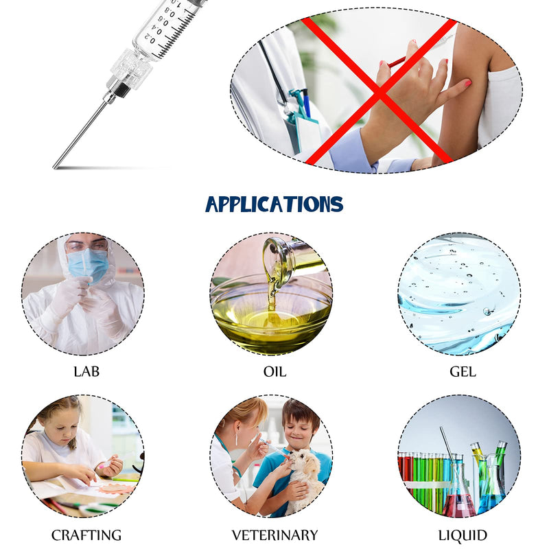 24 Pieces Borosilicate Glass Syringes Set Include 12 Pieces 1 ml Borosilicate Glass Syringe Luer Lock and 12 Pieces Stainless Steel Luer Lock Dispensing Needle for Thick Liquids, Ink, Glue, Lab Use
