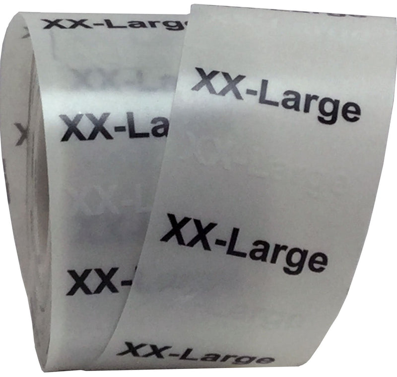 XX-Large Clothing Labels Size Strip Stickers for Retail Apparel 1.25 x 5 Inch 125 Adhesive Stickers