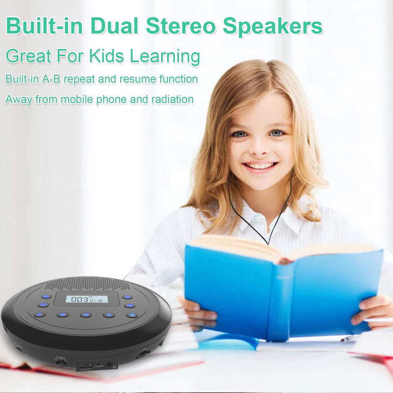 CD Player Portable, MONODEAL Rechargeable Portable CD Player with Built-in Speakers, Walkman CD Player for Car and Personal Use, Anti-Skip CD Player with Headphones
