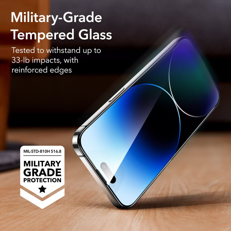 ESR Tempered-Glass Screen Protector Compatible with iPhone 14 Pro Max, with Easy Installation Frame, Military-Grade Protection, Ultra Tough, Scratch Resistant, 3 Pack