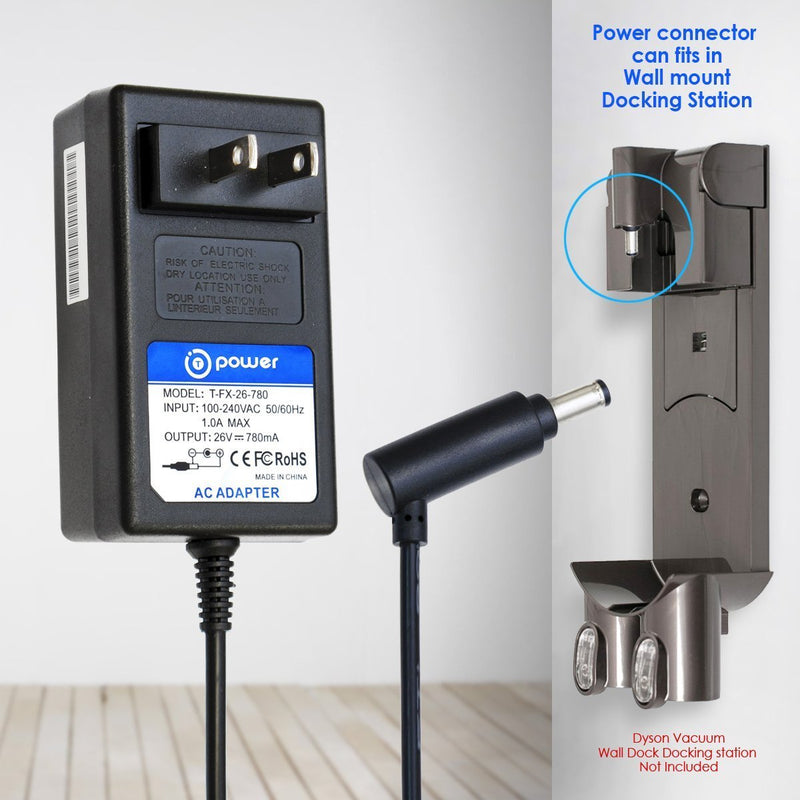 T POWER 26V Ac Dc Adapter Charger Compatible with Dyson V6 V7 V8 DC58, DC59, DC60, DC61, DC62, DC72 SV03 SV05 ERP SV06 Cord Free Handheld Stick Vacuum Power Supply