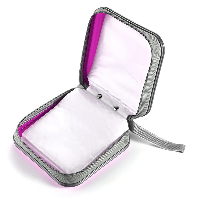LIOVODE DVD Case, 48 Capacity CD Case Portable CD Case Holder Storage Hard Plastic DVD CD Wallet Holder Organizer for Car (Purple) Purple