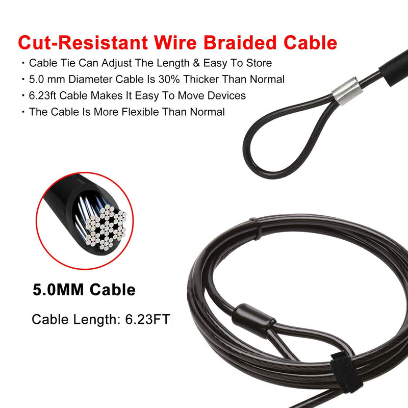 Computer Laptop Cable Lock,Slot Plate 6.23ft Cable,Security Computer Combination Lock, 4 Digital Password Protection Cable, Anti Theft Lock and Notebook Other Device