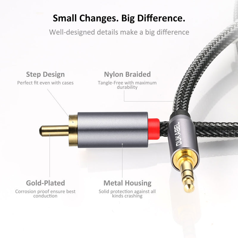 RCA to 3.5mm, DUKABEL 3.5mm to RCA Cable 2-Male RCA to AUX Cable Braided 1/8 to RCA Stereo Cable RCA Cable [24k Gold-Plated & Double-Shielded] -Top Series(4ft/1.2m) (4 Feet / 1.2 Meters)