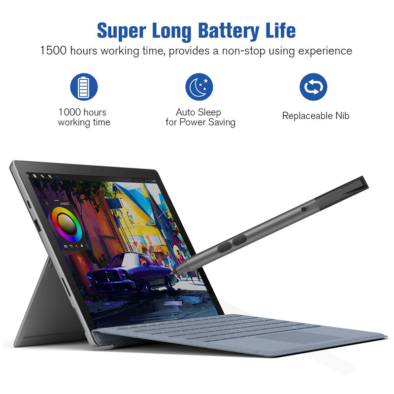 Stylus Pen Compatible with Surface Pro 7/6/5/4/3/X, Surface Book 3/2/1, Surface Laptop 3/2/1, Surface Studio 2/1 Surface Go, Pen for Surface Work 2500 Hours, Palm Rejection 1024 Pressure-Black black