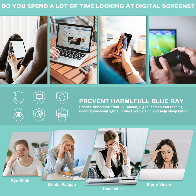 Gaoye Blue Light Blocking Glasses, Retro Round Eyewear Frame Anti Eyestrain Computer Glasses for Women Men - GY1688 Clear Blue/Transparent Lens