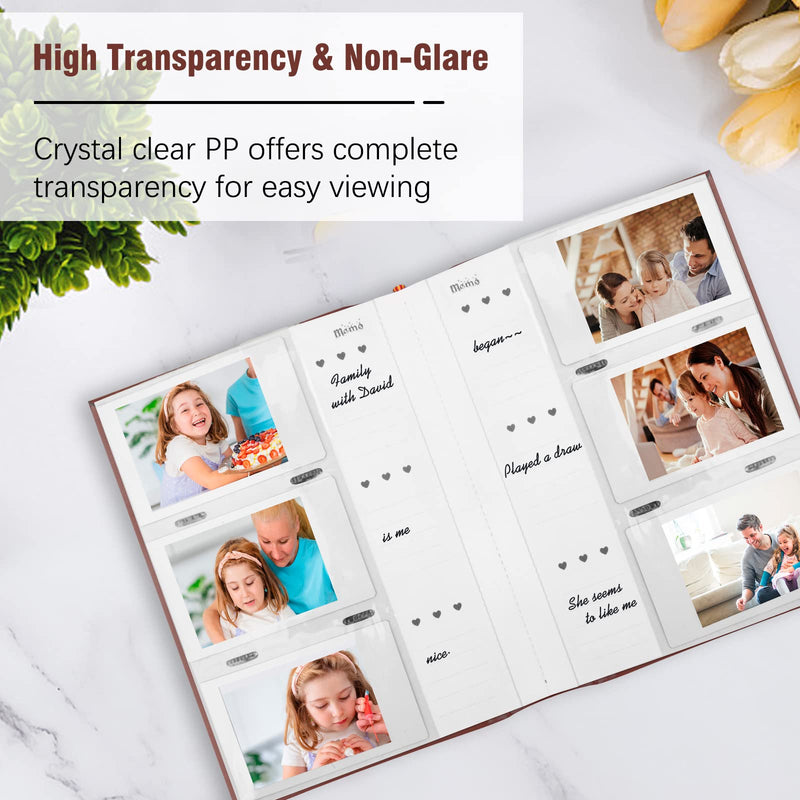 Photo Album for Fujifilm Instax Mini Camera, Polaroid Camera, Instax Photo Album with Memo Areas Mini Polaroid Photo Album Book 180 Pockets for Fujifilm Instax Mini 11 9 8 40 Evo Instant Camera, Brown