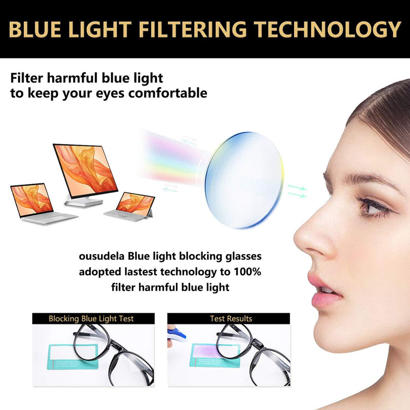 3-Pack Blue Light Blocking Glasses for Women/Men Blue Light Glasses for Teens, Square Computer Glasses Anti Eye Strain/UV/Glare, Gaming Glasses Reading Glasses Non-Prescription