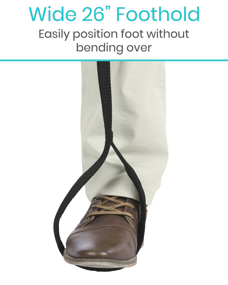 Vive Leg Lifter Strap (44 Inch) - Rigid Foot Loop, Hand Grip for Adult, Senior, Elderly, Handicap, Disability, Pediatrics - Long Band Mobility Aid for Car, Bed, Couch, Hip Replacement, Wheelchair