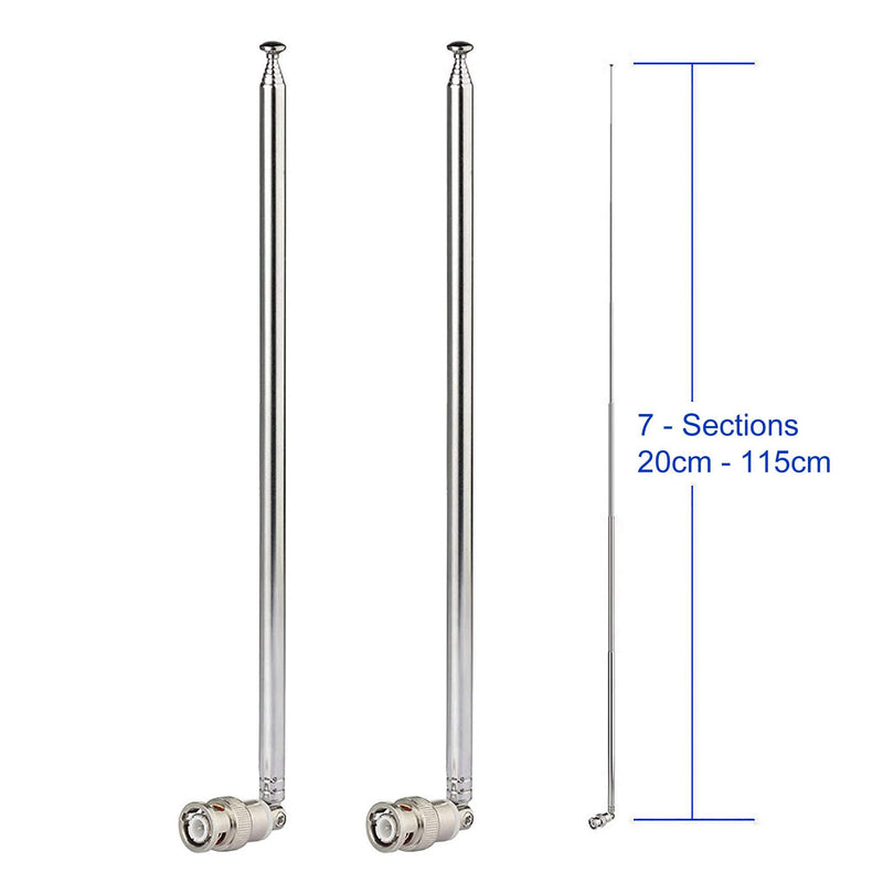 Bingfu Police Radio Scanner Antenna 20-1300MHz 7 Section Telescopic BNC Male Antenna 2-Pack Ham Radio Handheld CB Radio Antenna for Uniden Whistler Police Radio Scanner Two Way Radio Frequency Counter 2-Pack 7 Sections Antenna