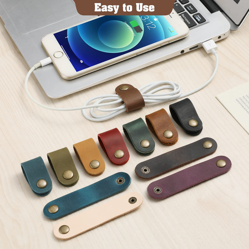 Jack&Chris Cable Organizer, Cable Keeper, Cable Organizer USB Holder, Cable Management, Cable Tie, Earbud Case, Wrap Headset, Headset Wrapper, Phone Headset Clip Tie, JC02-Brown-12 Brown-12